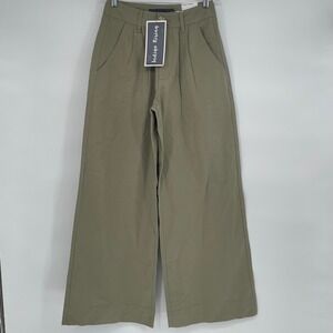 Indigo Rising Women Olive Green Pleated Wide Leg Pants Size 3 26 Cotton